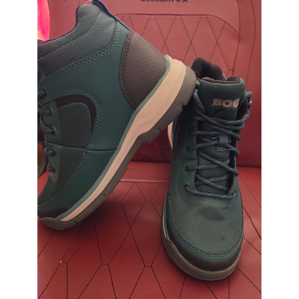 BOGS WOMEN'S EMERALD GREEN SHALE MID SOFT TOE WATERPROOF WORK BOOTS SZ 7 GUC - Picture 2 of 6